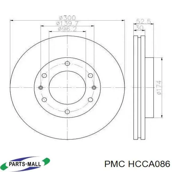 Передние тормозные диски HCCA086 Parts-Mall