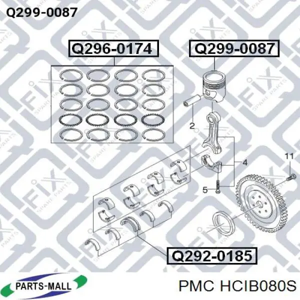 Кольца поршневые HCIB080S Parts-Mall