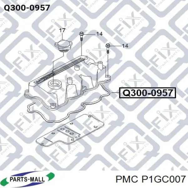 P1GC007 Parts-Mall Прокладка крышки клапана
