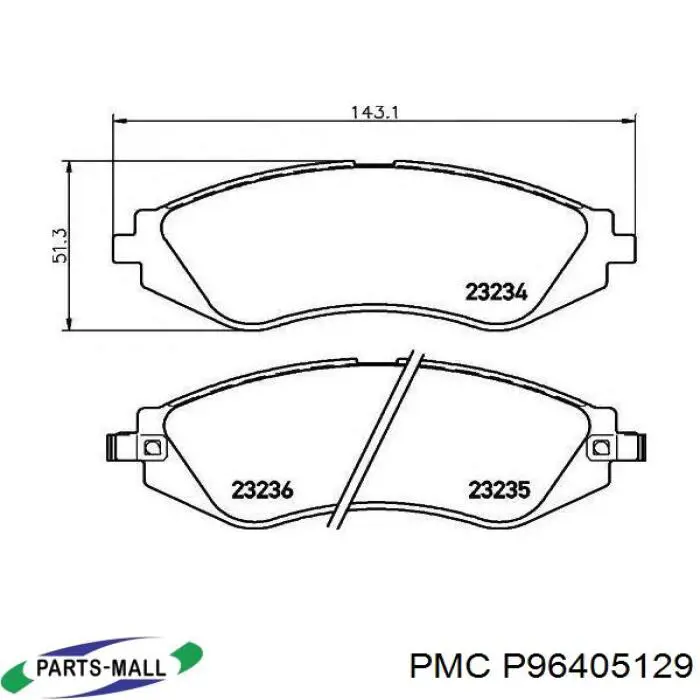 Передние тормозные колодки P96405129 Parts-Mall