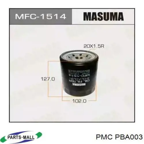 PBA003 Parts-Mall Масляный фильтр двигателя