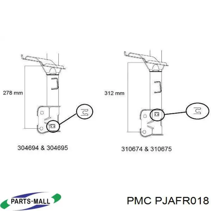PJAFR018 Parts-Mall Амортизатор передней подвески правый