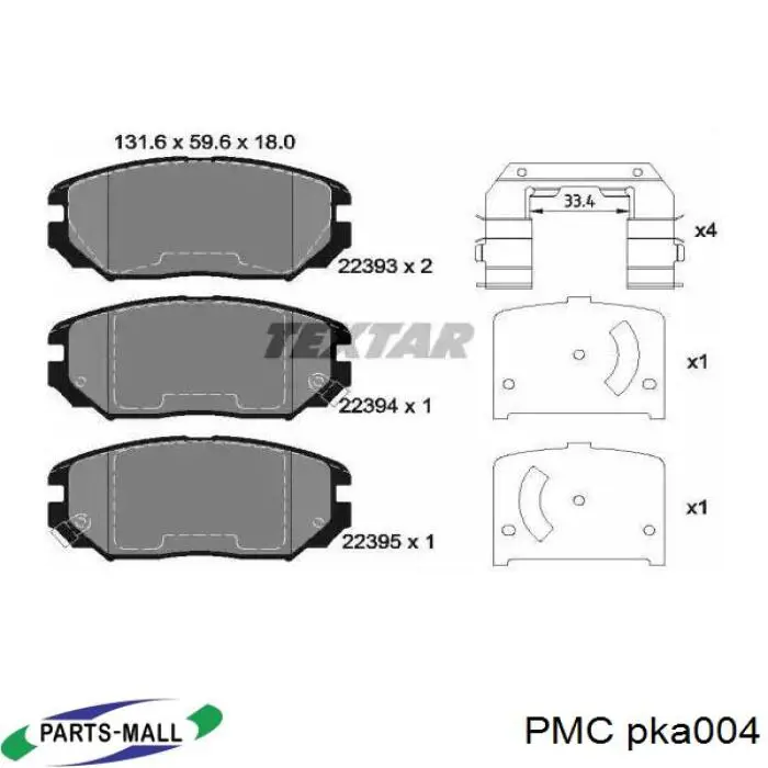 Колодки тормозные передние дисковые PMC PKA004