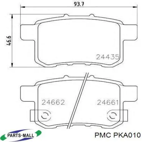 PKA010 Parts-Mall колодки тормозные задние дисковые