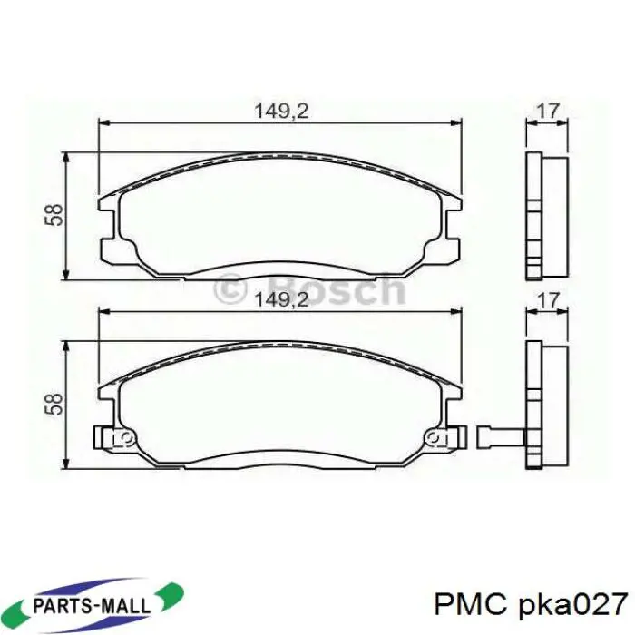 Колодки тормозные передние дисковые PMC PKA027