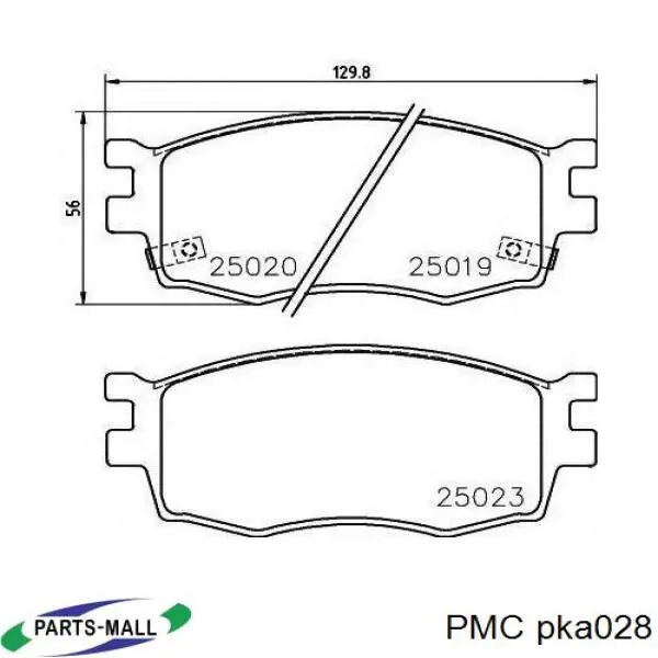 Колодки тормозные передние дисковые PMC PKA028