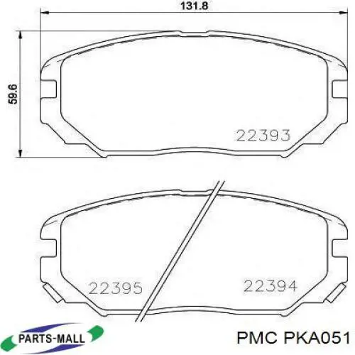 PKA051 Parts-Mall колодки тормозные передние дисковые
