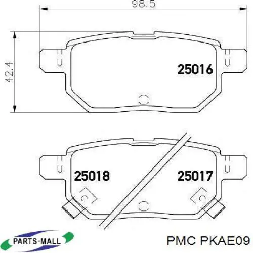 PKAE09 Parts-Mall Колодки тормозные дисковые комплект