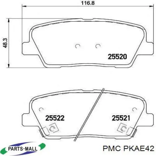 Купить PKAE42 Parts-Mall Колодки тормозные задние, дисковые