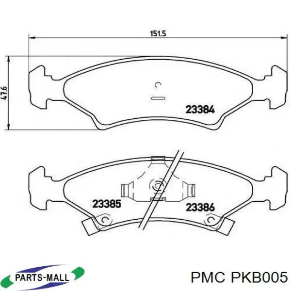 Передние тормозные колодки PKB005 Parts-Mall