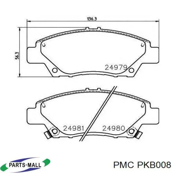 Задние тормозные колодки PKB008 Parts-Mall