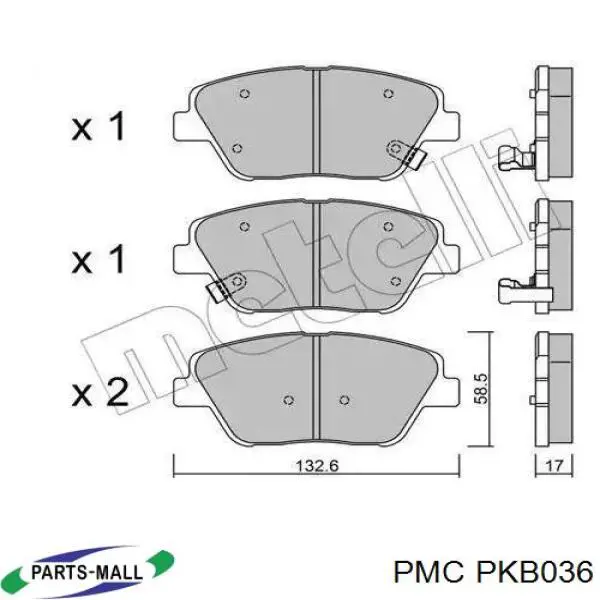 PKB036 Parts-Mall колодки тормозные передние дисковые