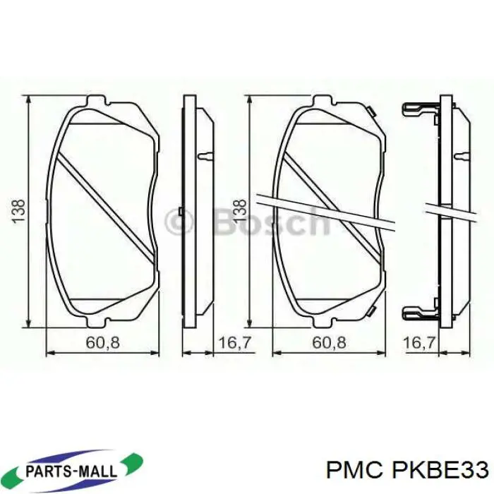 PKB-E33 Parts-Mall sapatas do freio dianteiras de disco