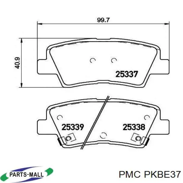 PKBE37 Parts-Mall колодки тормозные задние дисковые