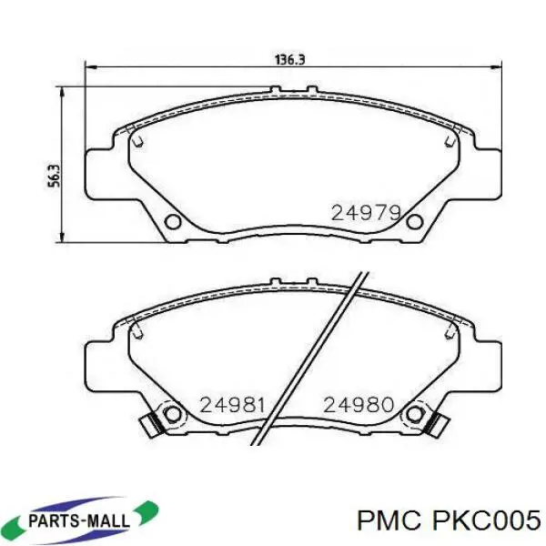 PKC005 Parts-Mall колодки тормозные передние дисковые