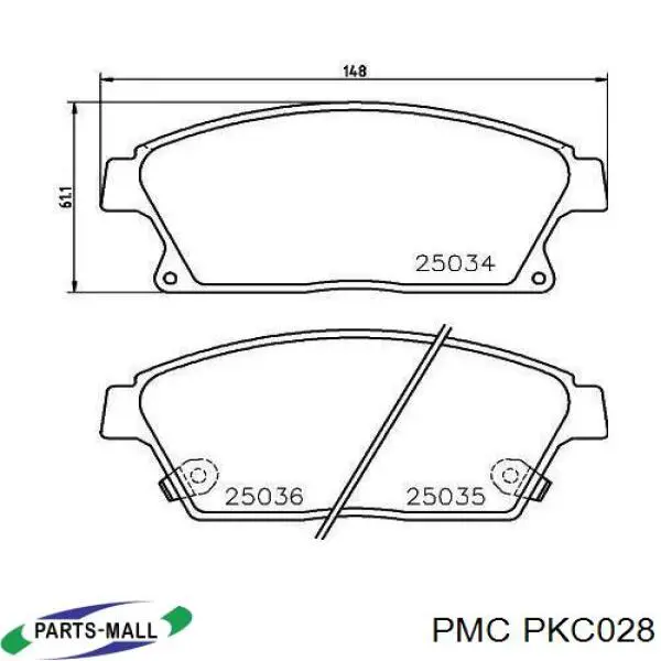 Передние тормозные колодки PKC028 Parts-Mall