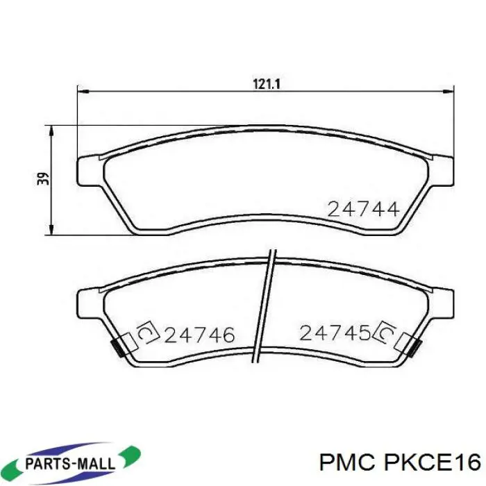 PKC-E16 Parts-Mall sapatas do freio traseiras de disco