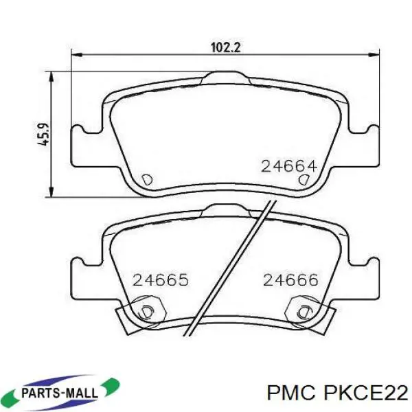 Купить PKCE22 Parts-Mall Колодки тормозные задние, дисковые