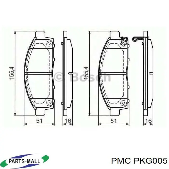 Передние тормозные колодки PKG005 Parts-Mall