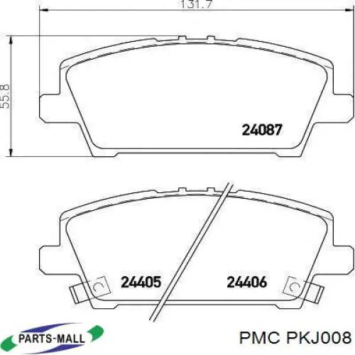 Передние тормозные колодки PKJ008 Parts-Mall