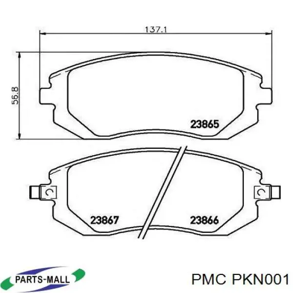 Колодки тормозные передние дисковые PMC PKN001