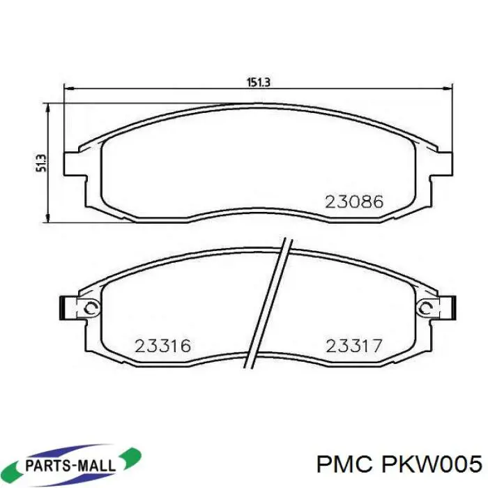PKW005 Parts-Mall передние тормозные колодки