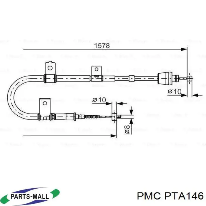 Купить PTA146 Parts-Mall Задний правый трос ручника