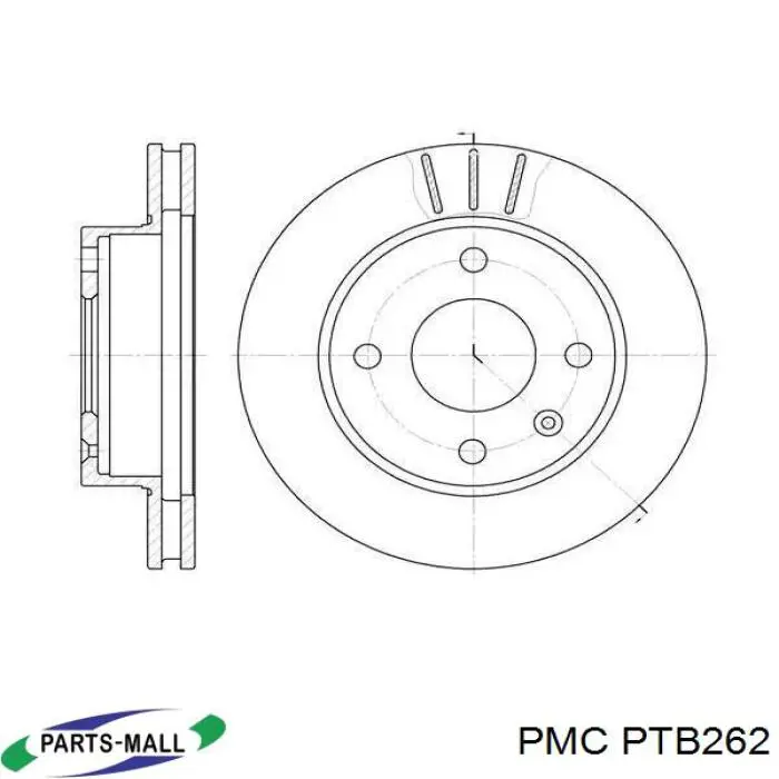 Купить PTB262 Parts-Mall Трос стояночного тормоза задний левый