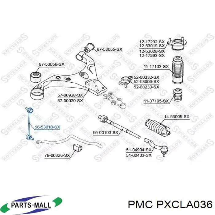 PXCLA036 Parts-Mall Тяжка стабилизатора, заднего
