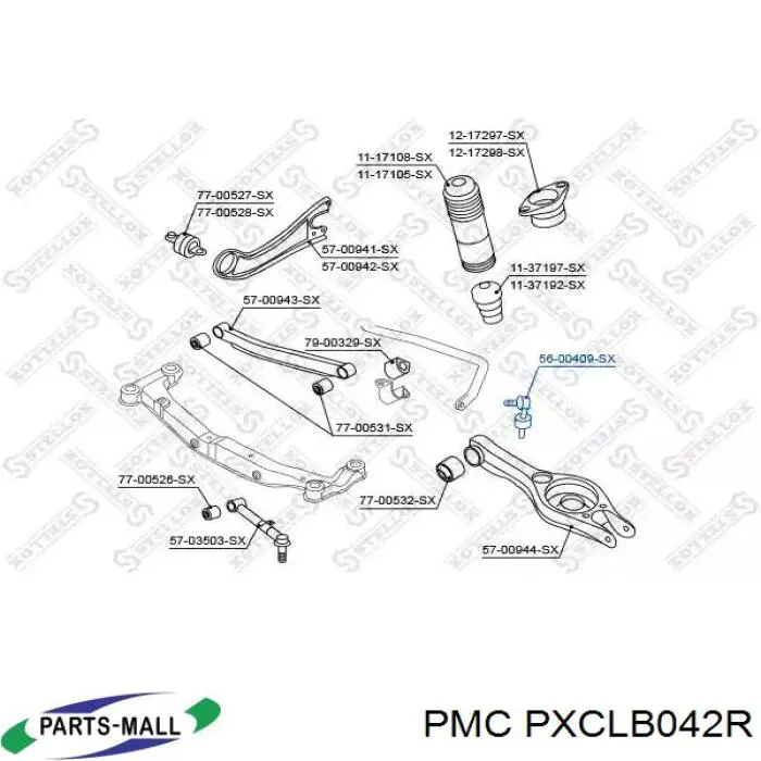 PXCLB042R Parts-Mall Тяжка стабилизатора, переднего, правая