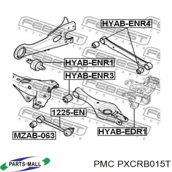 Сайлентблок заднего продольного рычага передний Parts-Mall PXCRB015T
