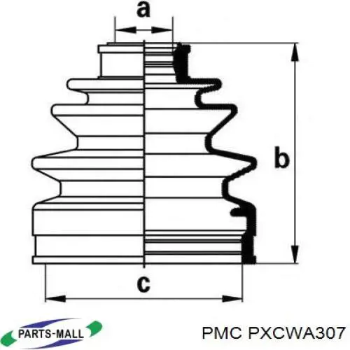 PXCWA307 Parts-Mall пыльник шруса передней полуоси наружный