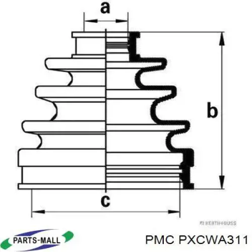PXCWA311 Parts-Mall Пыльник ШРУСа передней полуоси внутренний