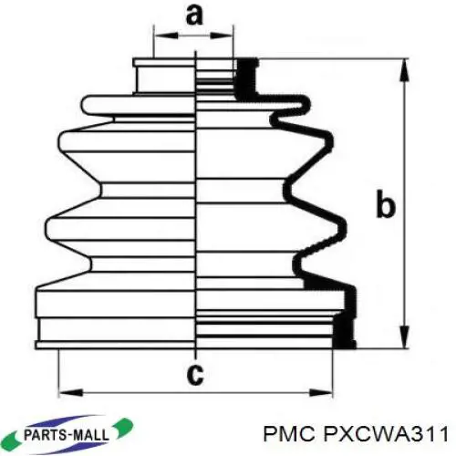 PXCWA311 Parts-Mall пыльник шруса передней полуоси внутренний