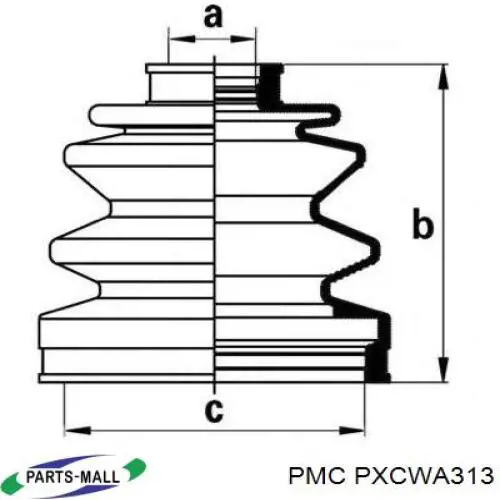 PXCWA-313 Parts-Mall пыльник шруса передней полуоси наружный