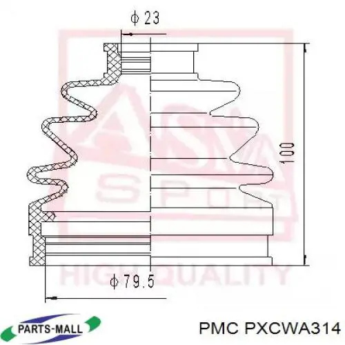 Пыльник шарнира угловых скоростей внутренний передний Parts-Mall PXCWA314 цена, от 4.17 USD