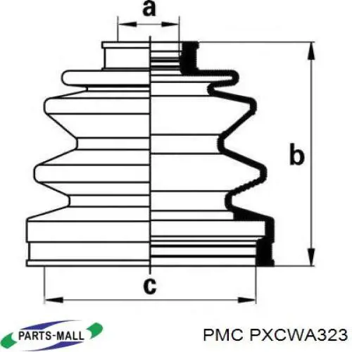 Fuelle, árbol de transmisión delantero exterior PXCWA323 Parts-Mall