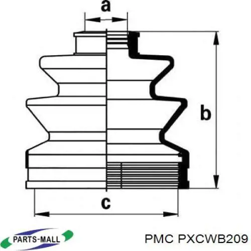 PXCWB-209 Parts-Mall bota de proteção interna de junta homocinética do semieixo dianteiro