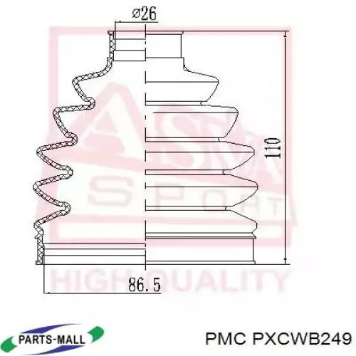 Пыльник ШРУСа наружный PXCWB249 Parts-Mall
