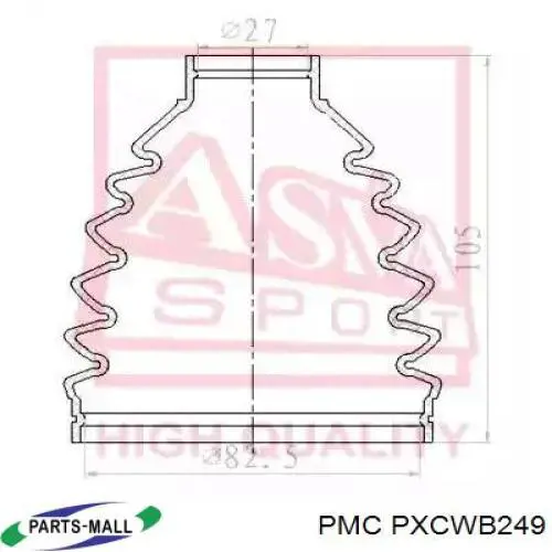 PXCWB249 Parts-Mall Пыльник шарнира привода