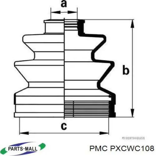 PXCWC108 Parts-Mall Пыльник гранаты внутренний, правый