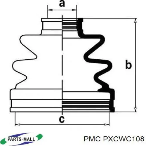Купить PXCWC108 Parts-Mall Пыльник ШРУСа внутренний, передней полуоси, правый