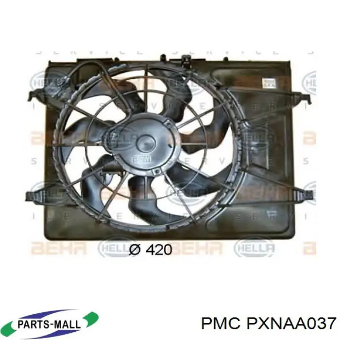 PXNAA-037 Parts-Mall диффузор радиатора охлаждения, в сборе с мотором и крыльчаткой