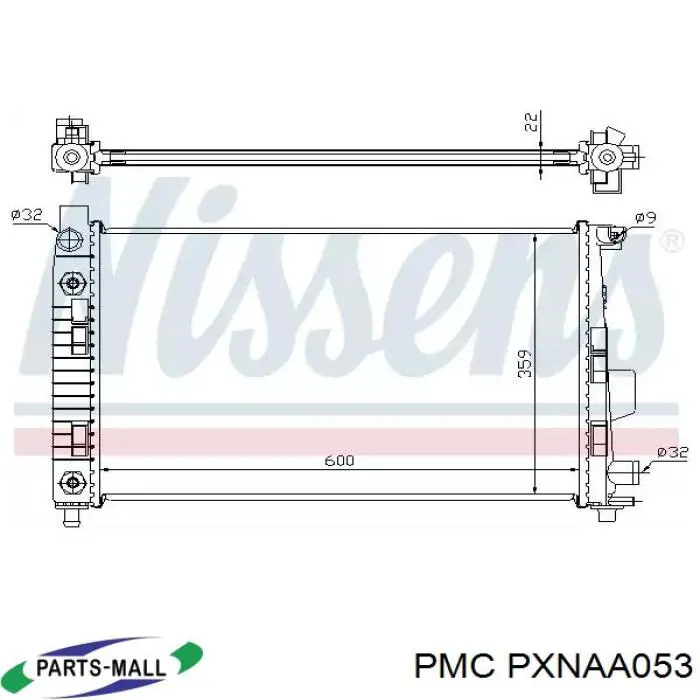 PXNAA053 Parts-Mall Диффузор радиатора охлаждения