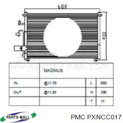 PXNCC017 Parts-Mall радиатор кондиционера