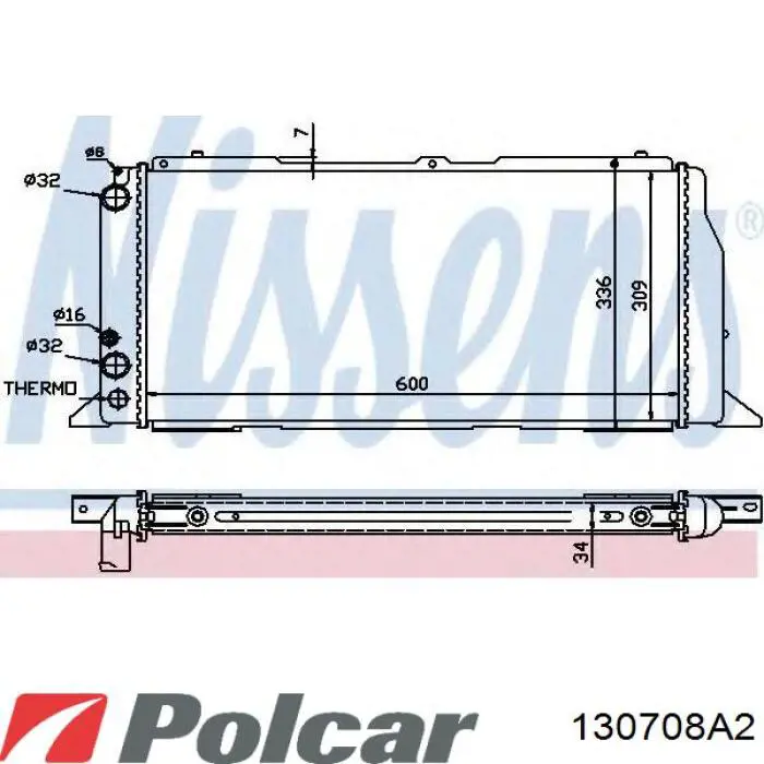 Купить 130708A2 Polcar Радиатор водяной