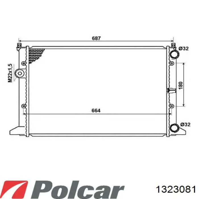 Радиатор охлаждения двигателя Polcar 1323081 цена, от 48.75 USD