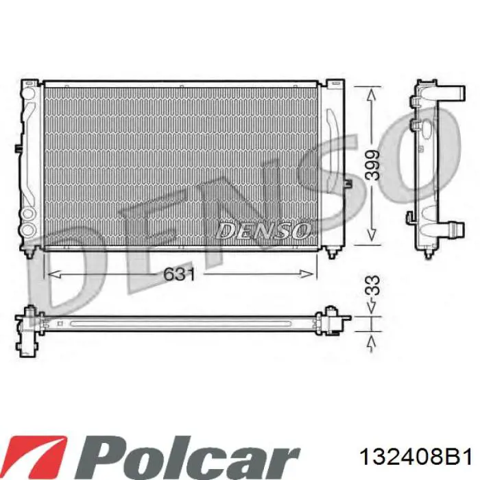 Радиатор охлаждения двигателя Polcar 132408B1 цена, от 41.18 USD