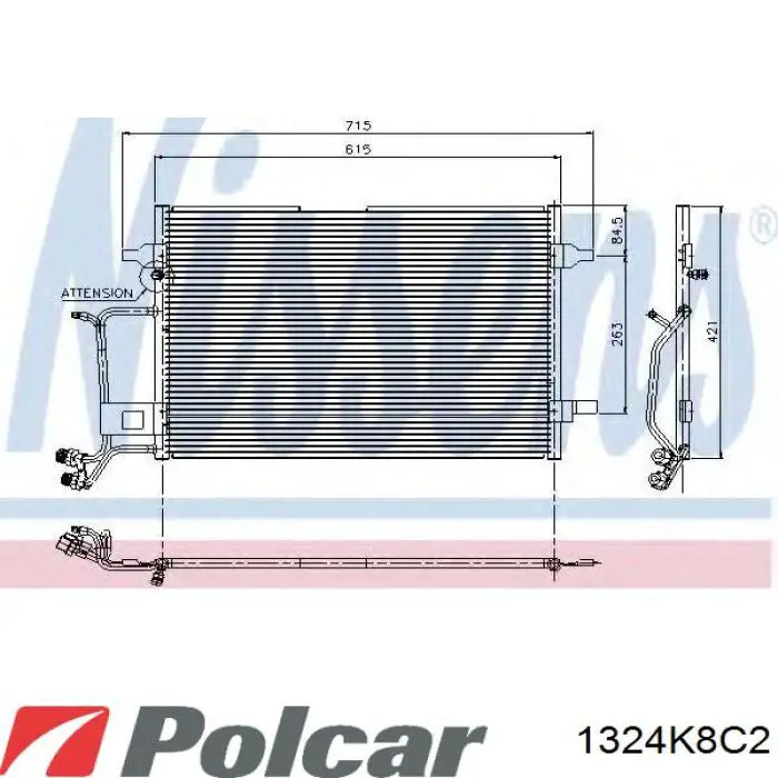 Радиатор кондиционера 1324K8C2 Polcar