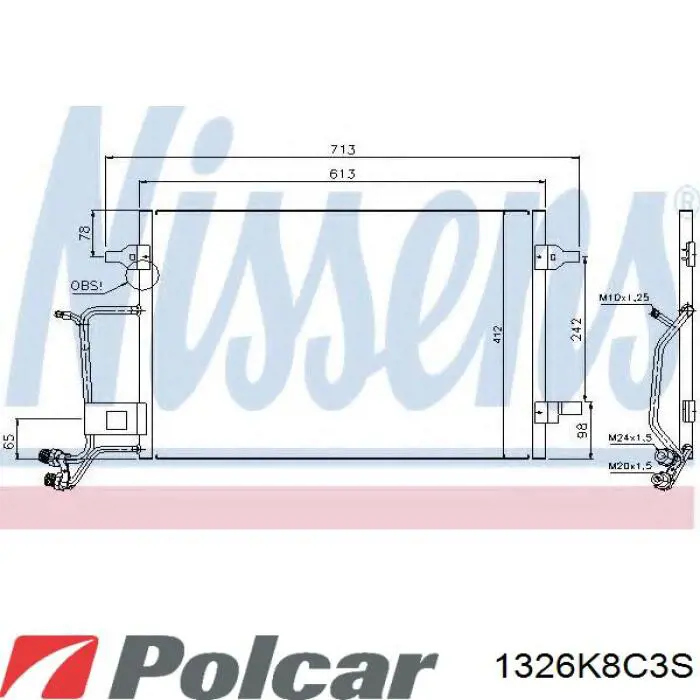 Радиатор кондиционера 1326K8C3S Polcar